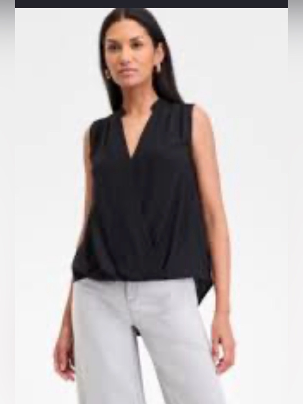 Topshop Black Sleeveless Draped V-Neck Top size 4  /36 EUR